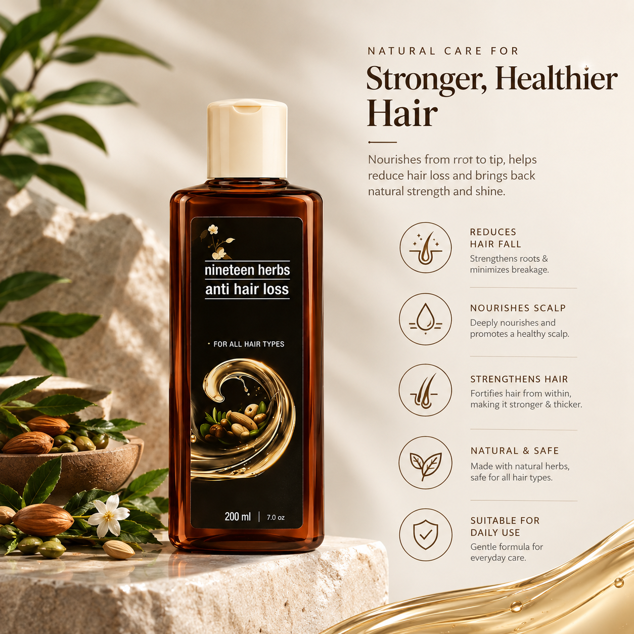 Nineteen Herbs Anti Hair Loss Hair Oil – 200ml